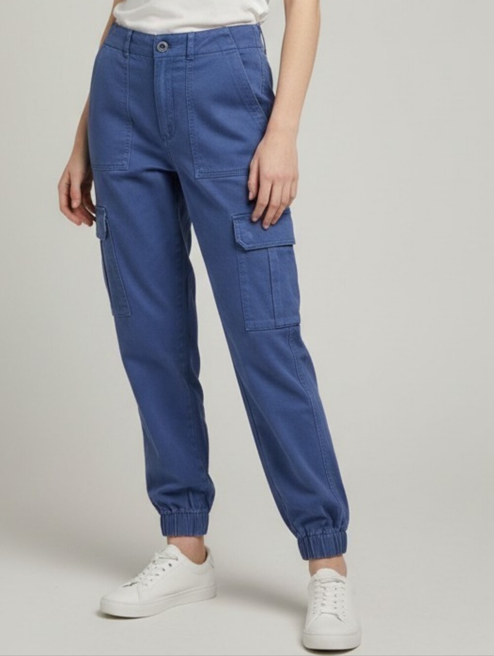 Twik Simons Soft Cotton Blue Cargo Pants with Utility Pockets